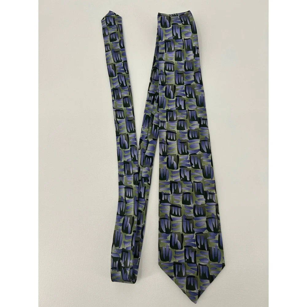 J. Garcia Mens Silk Tie Flaming Meadow Limited Collection 44 Purple Green